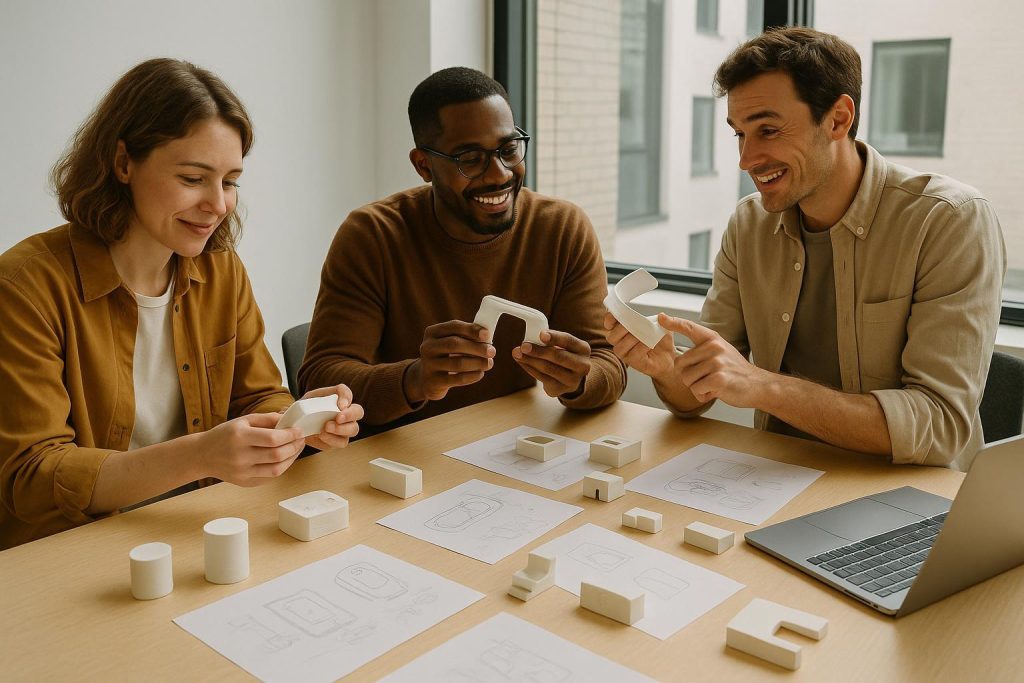 Team explores rapid prototyping in an agile innovation management session.