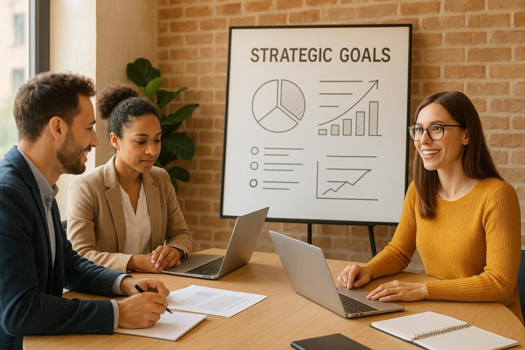 Group of professionals discussing training to align with Strategic Roadmapping